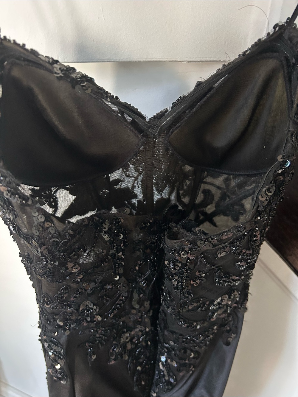 Strapless Black Embellished Prom Gown with High Slit - Picture 11 of 16